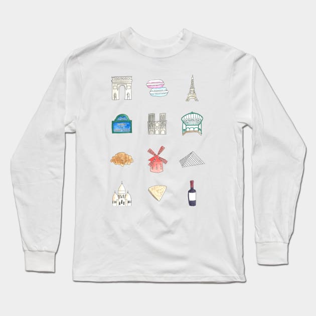 Paris Icons Long Sleeve T-Shirt by buhloop.icons